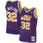 Camiseta Utah Jazz Karl Malone NO 32 Mitchell & Ness 1991-92 Violeta